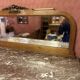 Art Deco solid wood sideboard with mirror and marble top