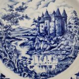 Set of 4 Pyroblan porcelain plates with vintage blue and white decor