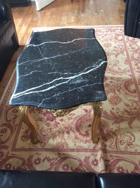 Coffee table in wood and marble