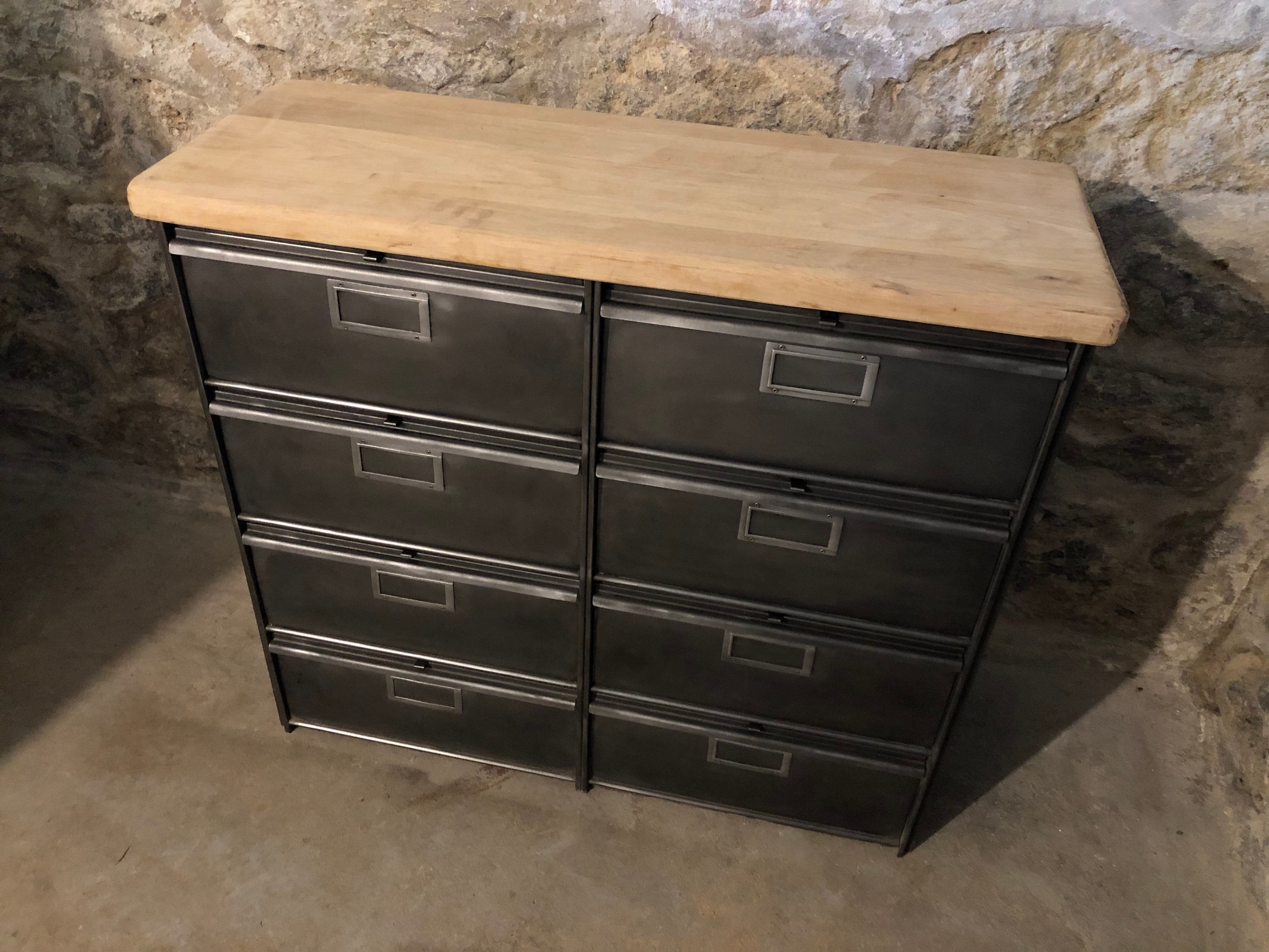 Ronéo furniture with industrial metal wood valves