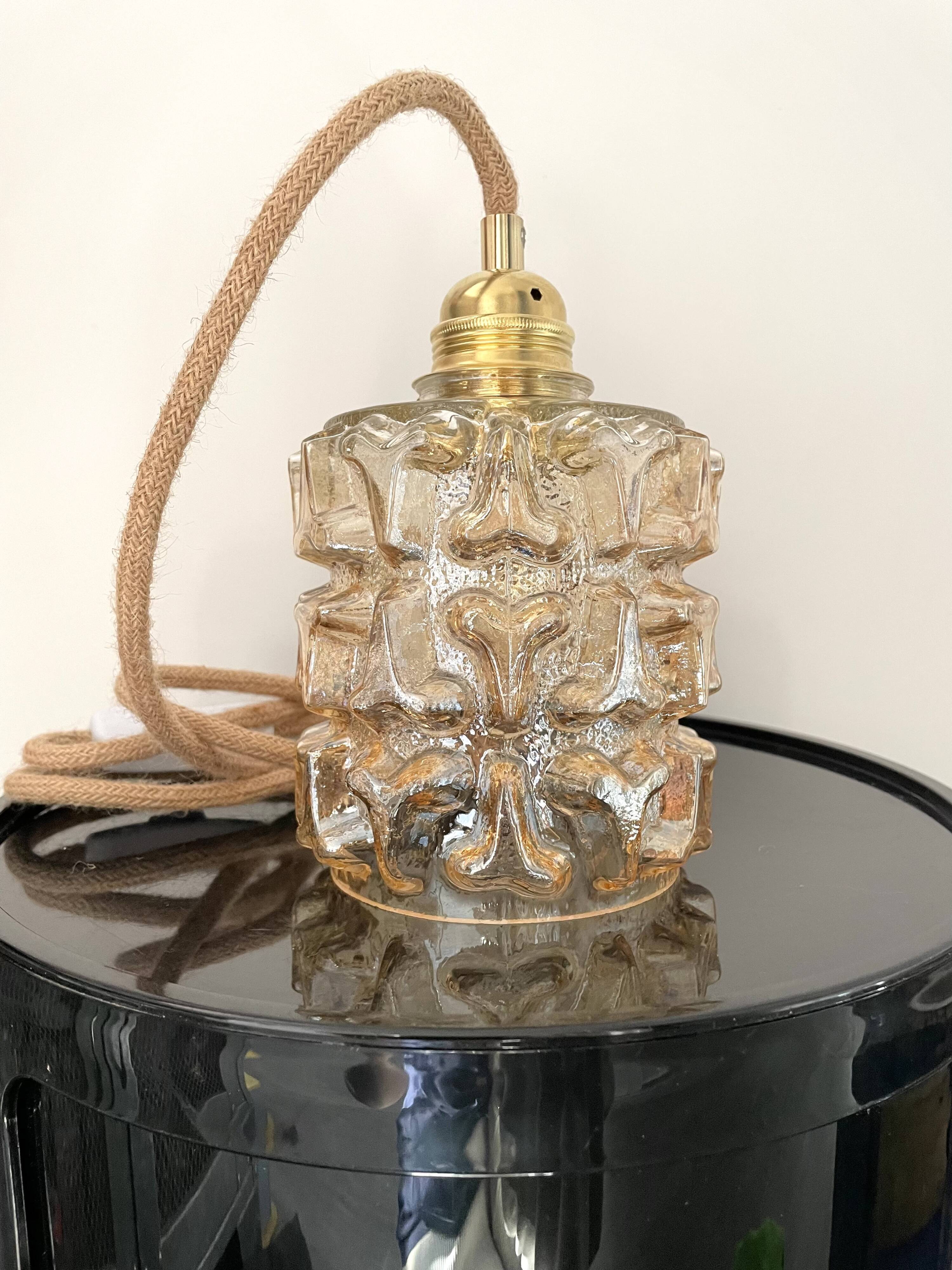 Vintage amber glass pendant lamp or pendant lamp
