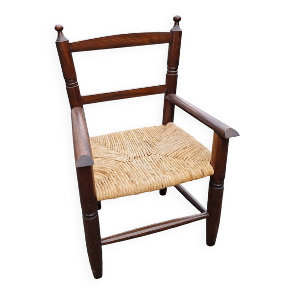 Fauteuil enfant en bois et paille