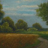 Tableau peinture du XIXe "paysage d'été"