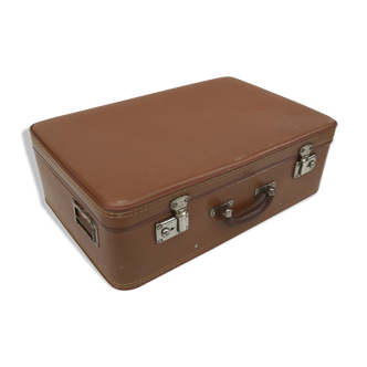 Ancienne valise bon voyage marron des années 50 vintage