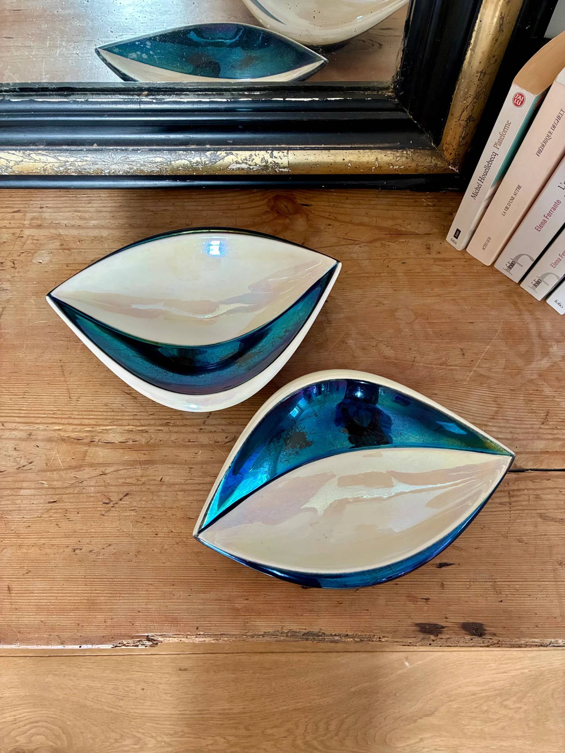 Pair of earthenware trinket trays - Verceram - 1960.