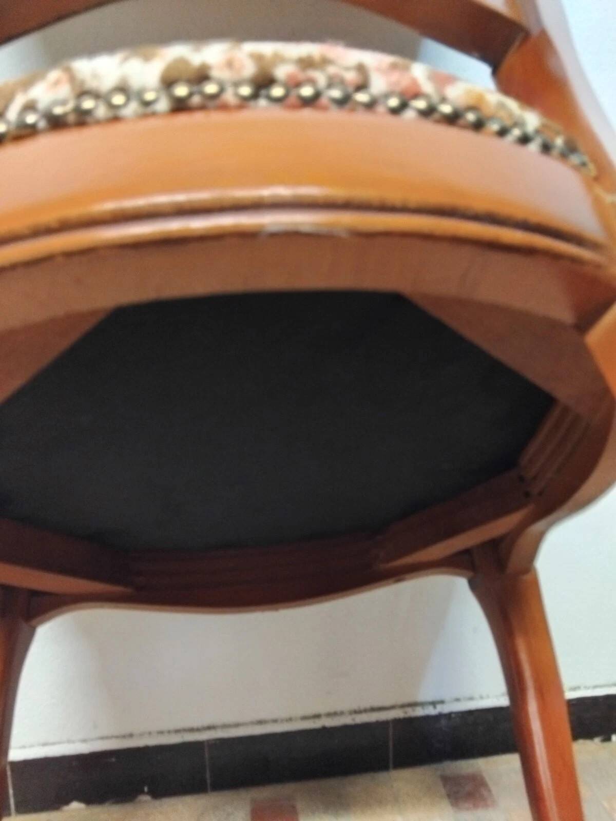 Louis XV Style Chair in Wood and Floral Fabric