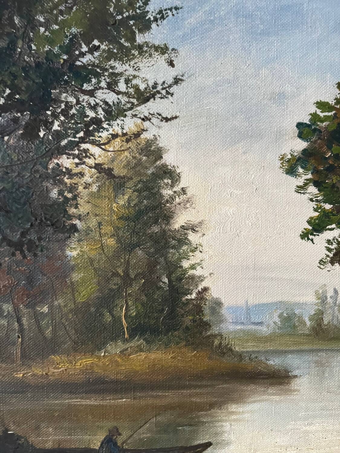 Afternoon on the lake, oil on canvas signed
