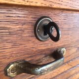 Vintage curtain binder in solid brown oak year 50