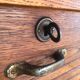 Vintage curtain binder in solid brown oak year 50