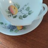 Series of 5 cups and under cups Arcopal summer fruit decoration
