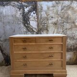 Chest of drawers raw wood and linen