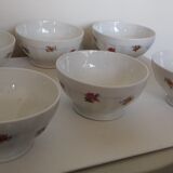 Set of 6 ribbed bowls and floral motifs