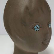 Tête céramique sculpturale à émaillage bleu Tekt design années 60