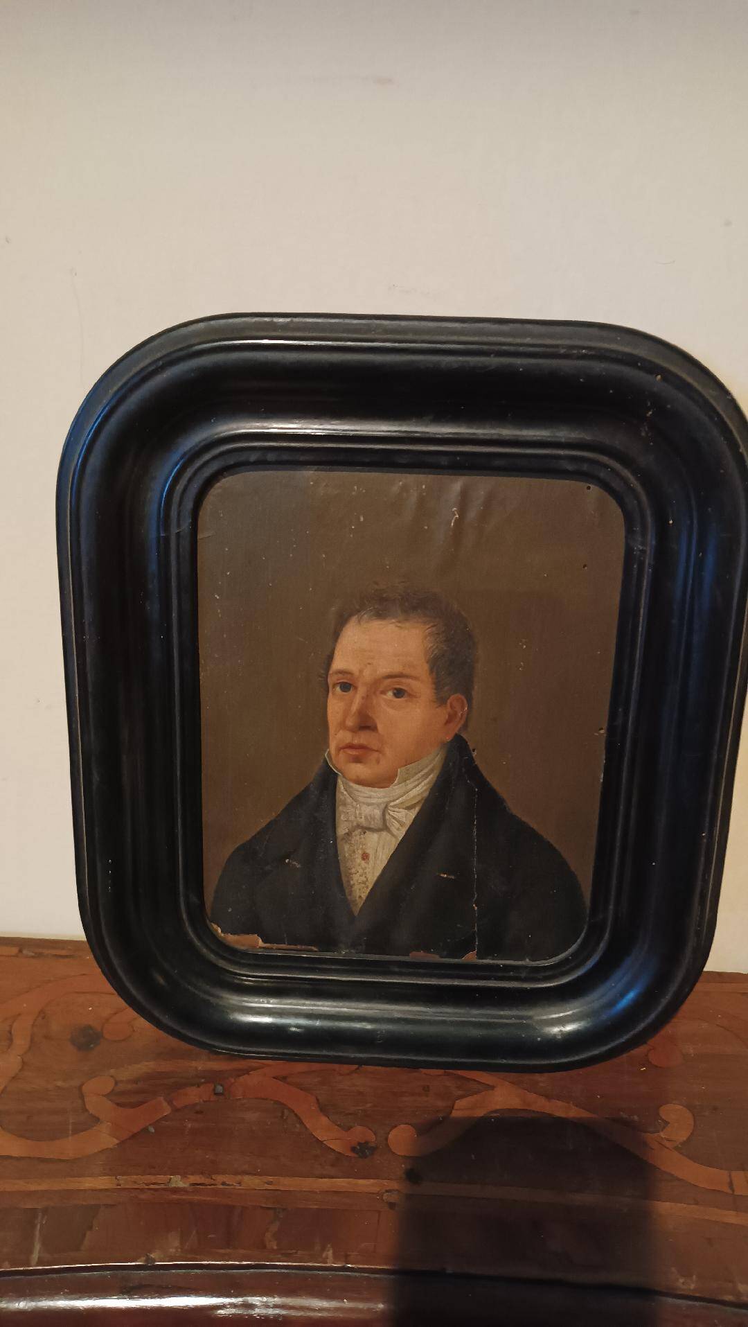 Tableau Ancien Début 19ème Siècle Huile Sur Papier Portrait