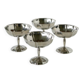 Set of 4 stainless steel cups with fine feet, 1970 - 8 x 9 cm