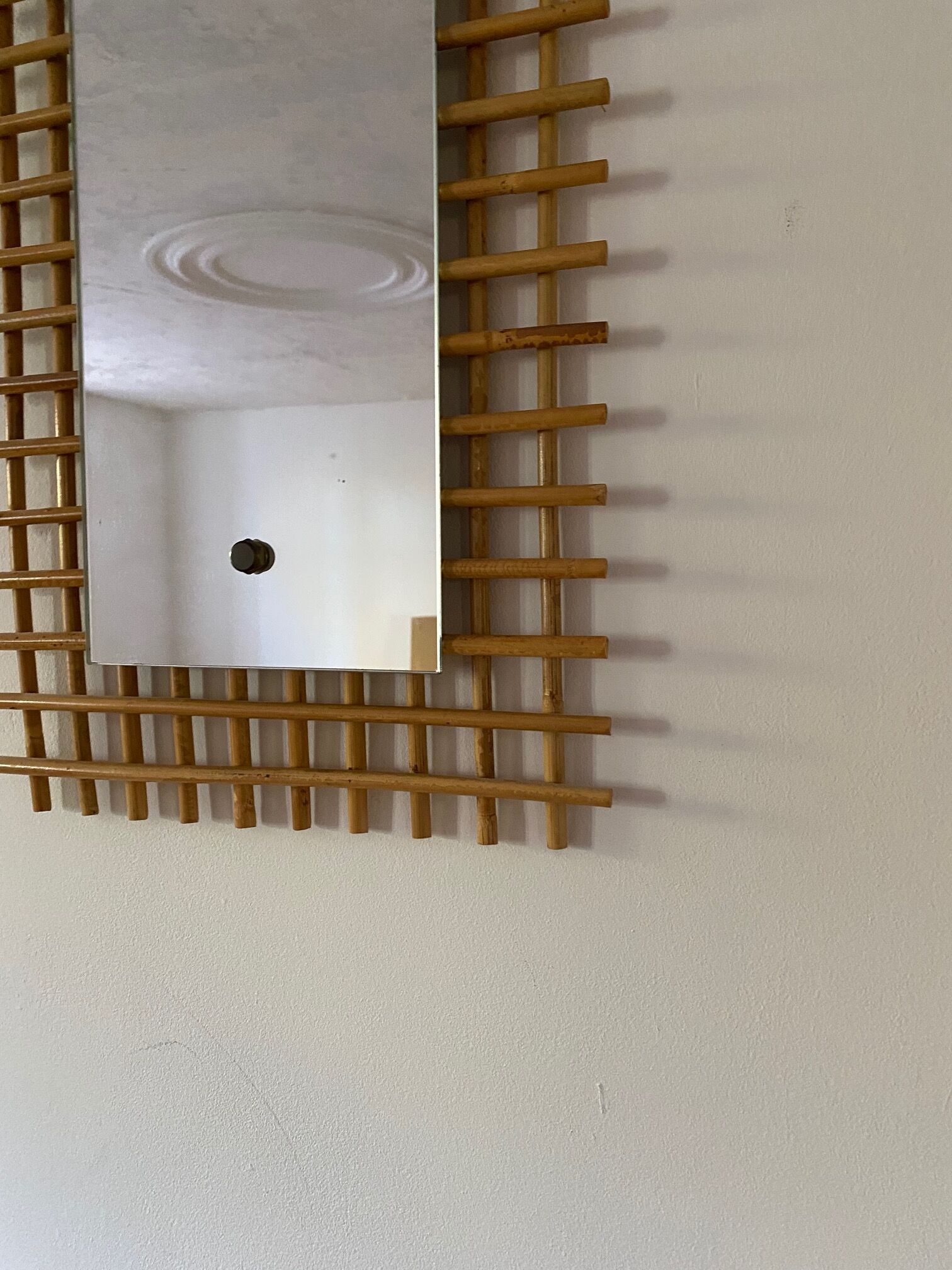 Vintage rectangle rattan bamboo mirror