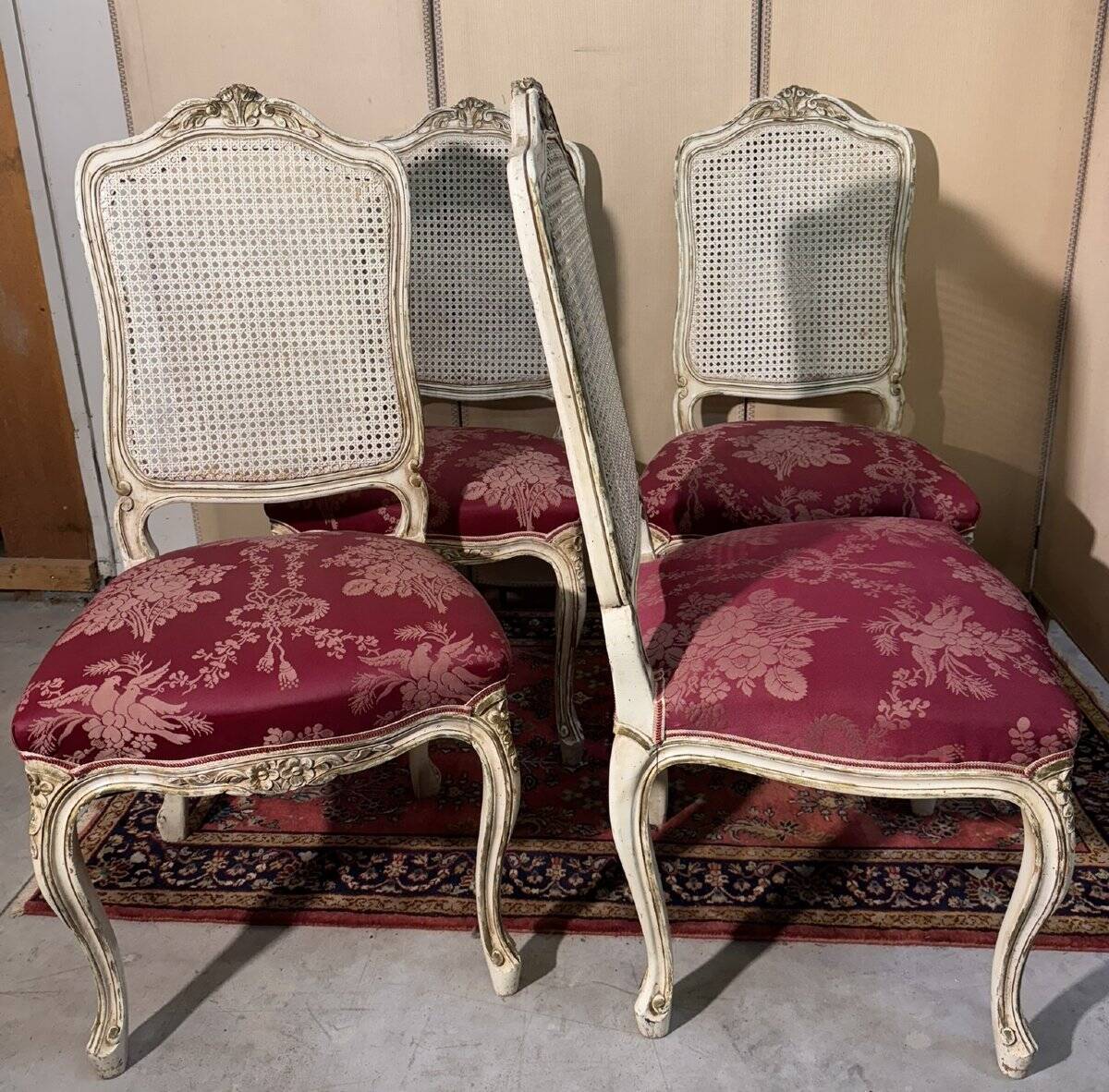 Set of four Louis XV chairs in lacquered wood