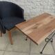 Table basse en fer forgé et son plateau en chêne massif