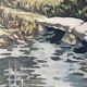 Oil on canvas "Bridge over the stream", signed Chauveau 1968