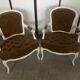 2 mustard yellow Louis XV convertible armchairs