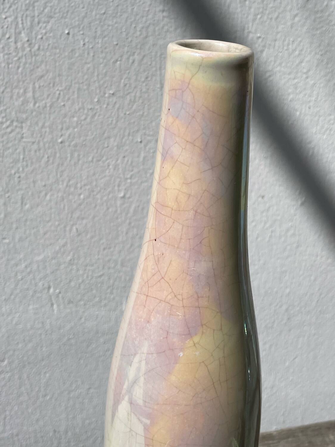Iridescent white ceramic vase