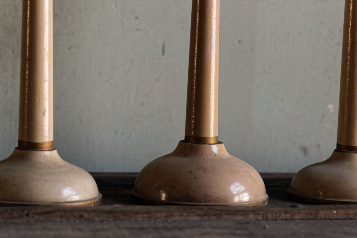 3 wooden hats turned, art deco