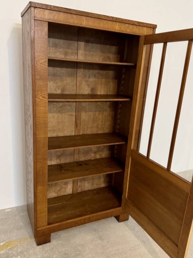 Small vintage art deco oak bookcase