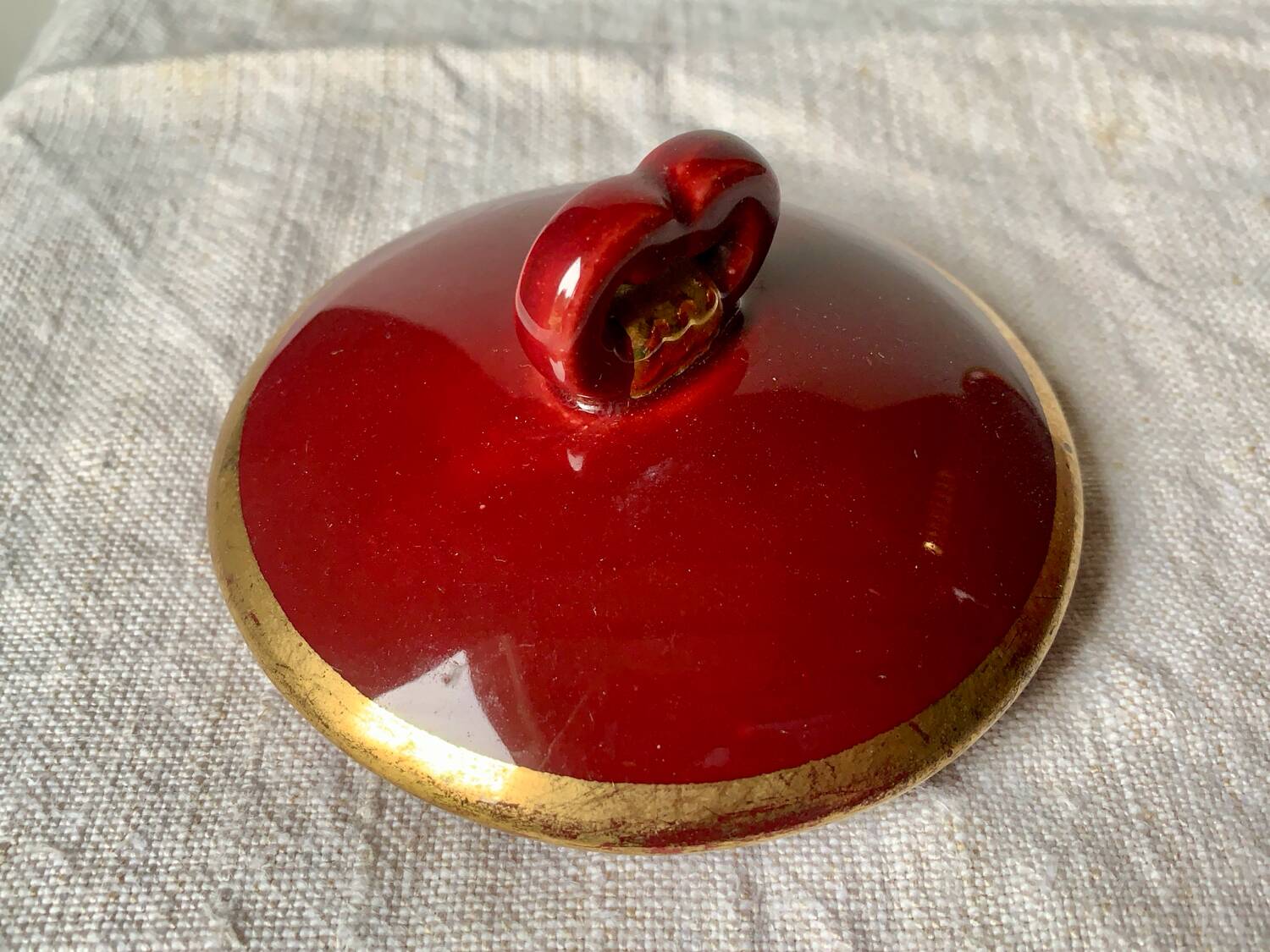 Antique Saint Clément coffee pot in burgundy and gold