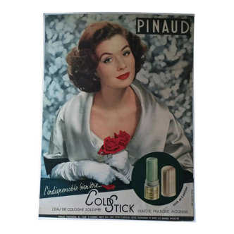 A solidified eau de cologne paper advertisement from a period magazine portrait woman