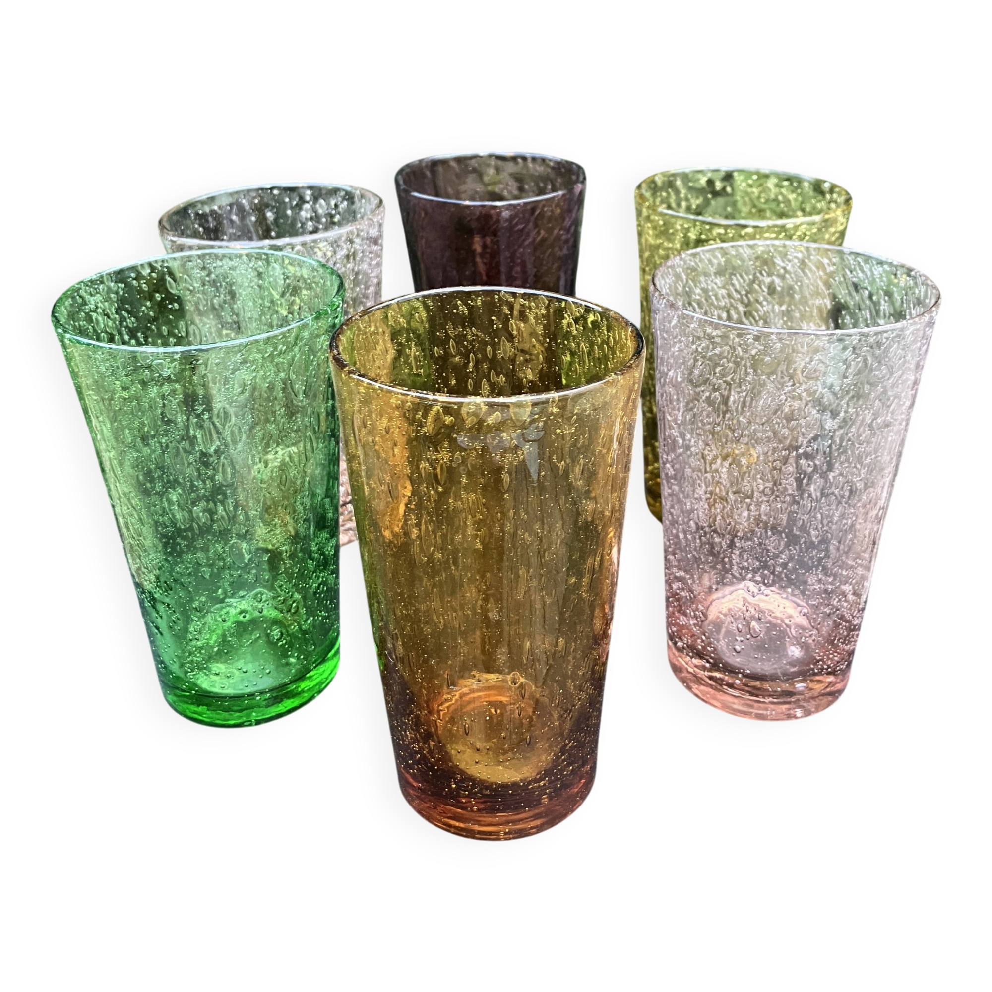 6 verres à orangeade signés Biot, années 60