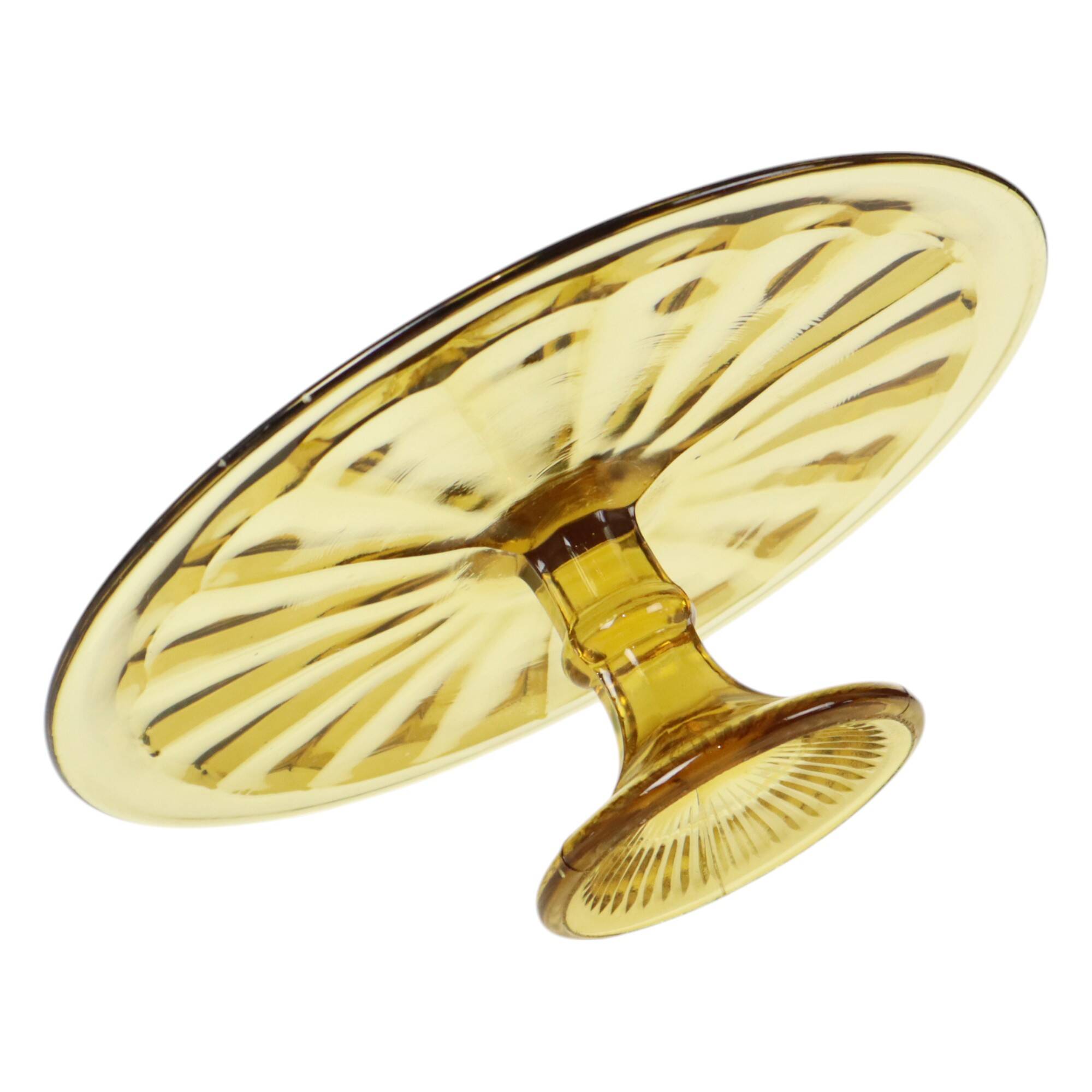 Art Deco Amber Cake Dish Pastry Bowl Depression Glass