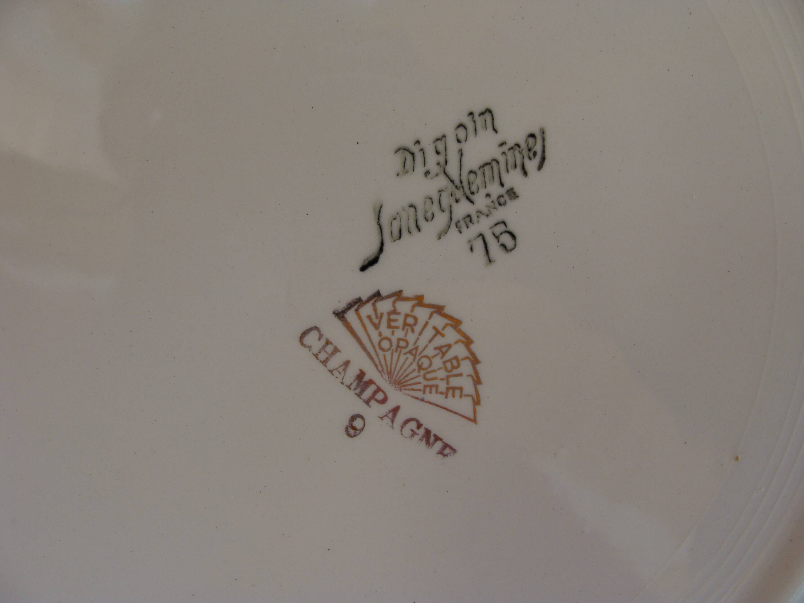 Plat creux "Champagne" Digoin Sarreguemines 40's
