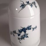 Ensemble sucrier et 7 mugs / tasses à fleurs bleues en porcelaine de Limoge