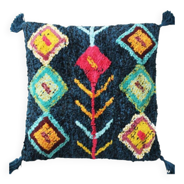 Coussin inspiration berbère bleu Azilal 45x45 cm