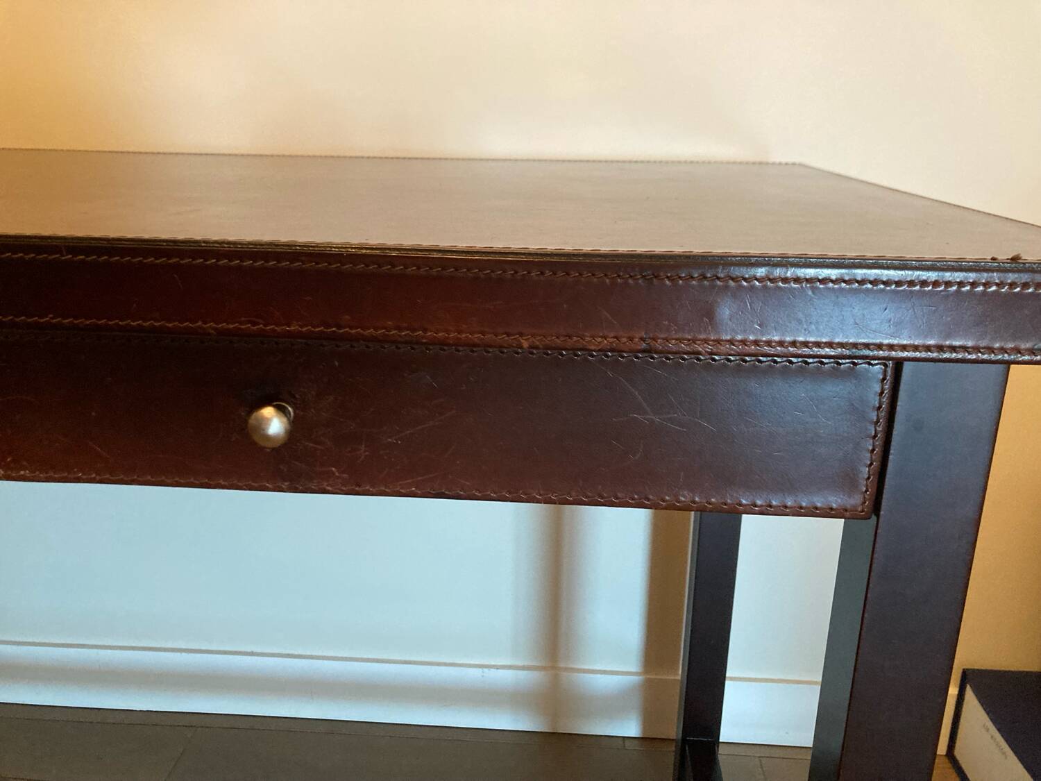 Bureau italien bois et cuir