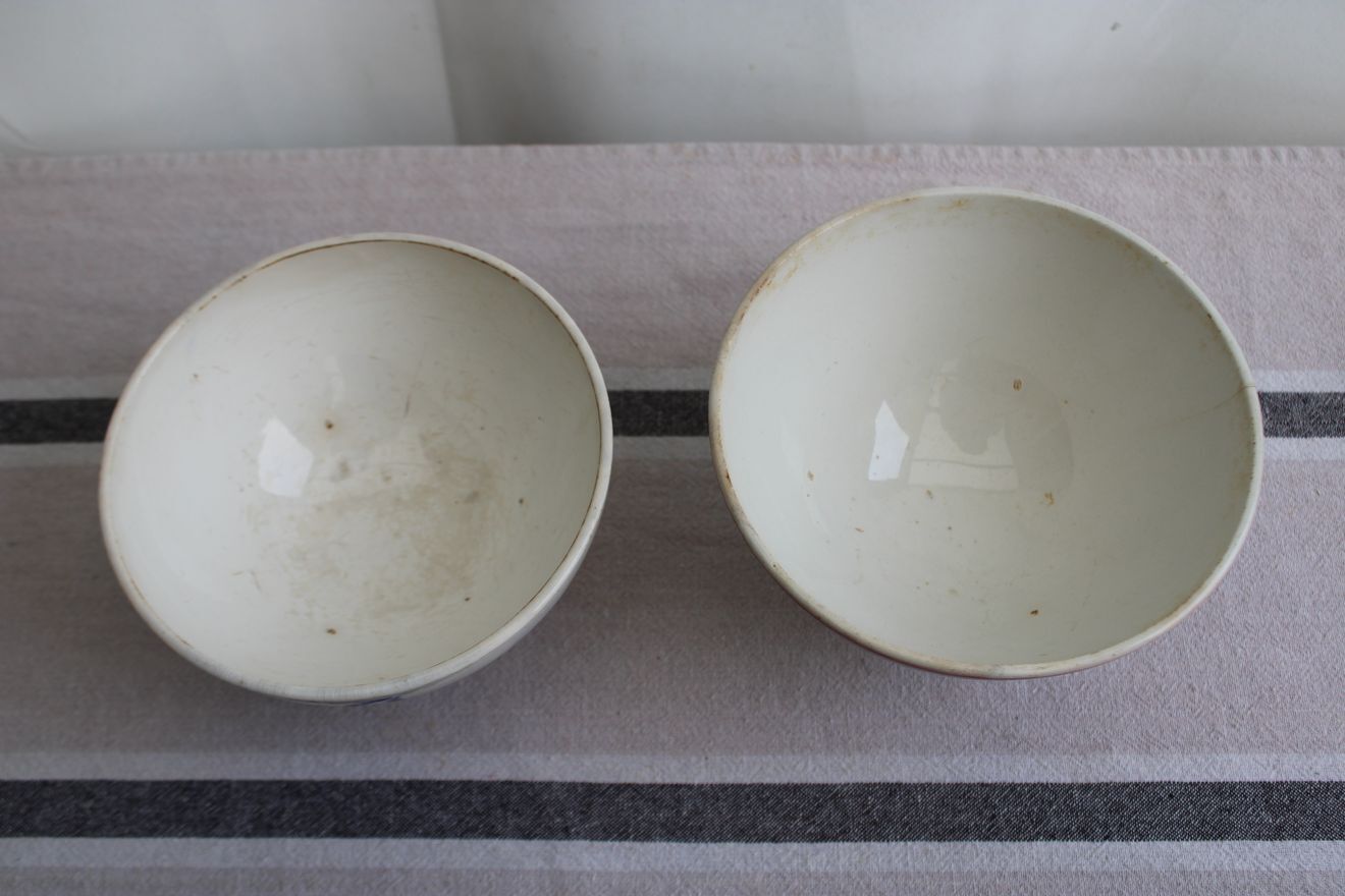 Set of 2 antique ceramic bowls