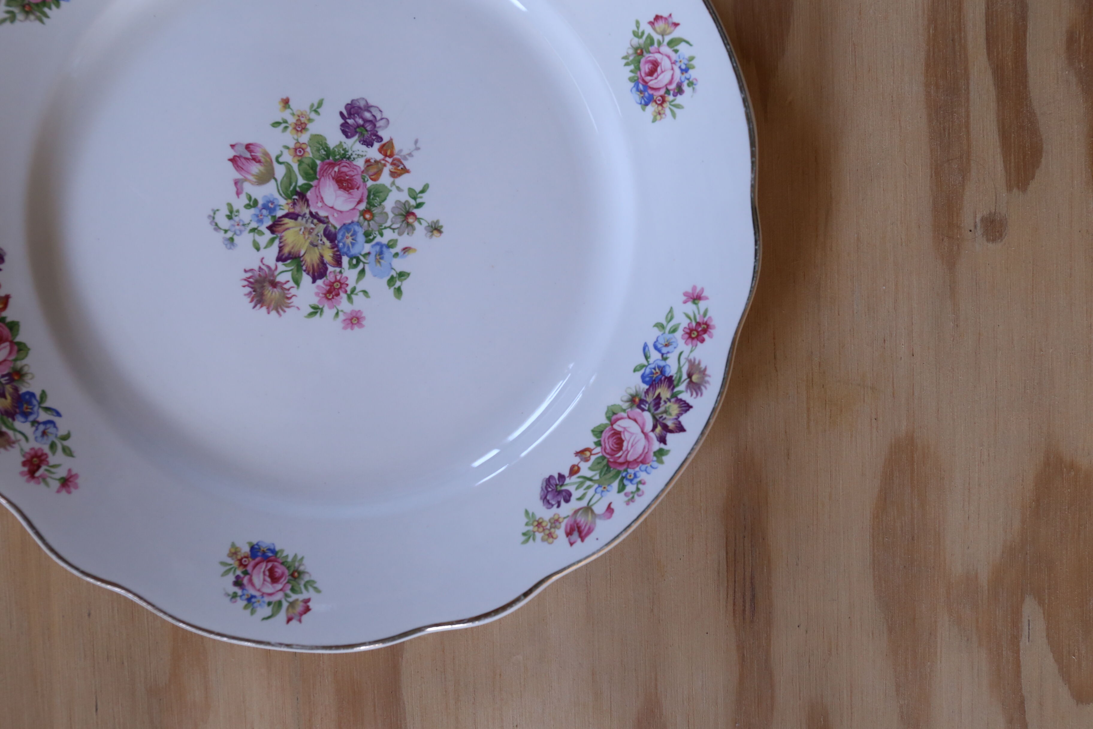 6 vintage floral plates Digoin & Sarreguemine