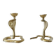 Pair of vintage brass snake candlesticks