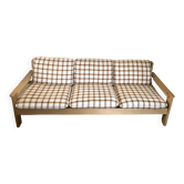 Vintage brutalist sofa in solid oak circa 1980