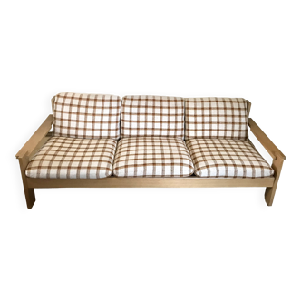 Vintage brutalist sofa in solid oak circa 1980