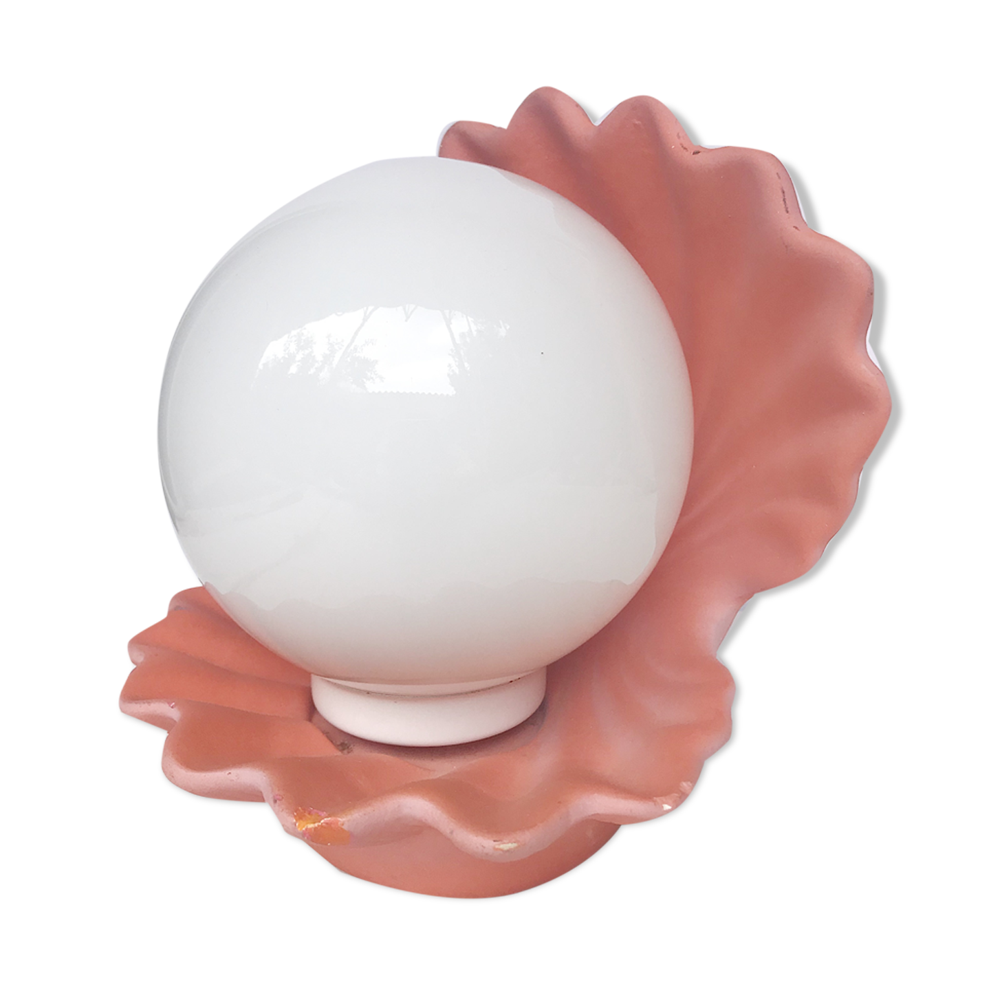 Lampe coquillage vintage années 70 couleur corail