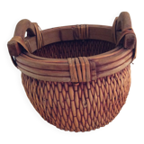 Wooden and wicker basket
