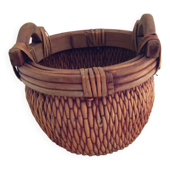 Wooden and wicker basket