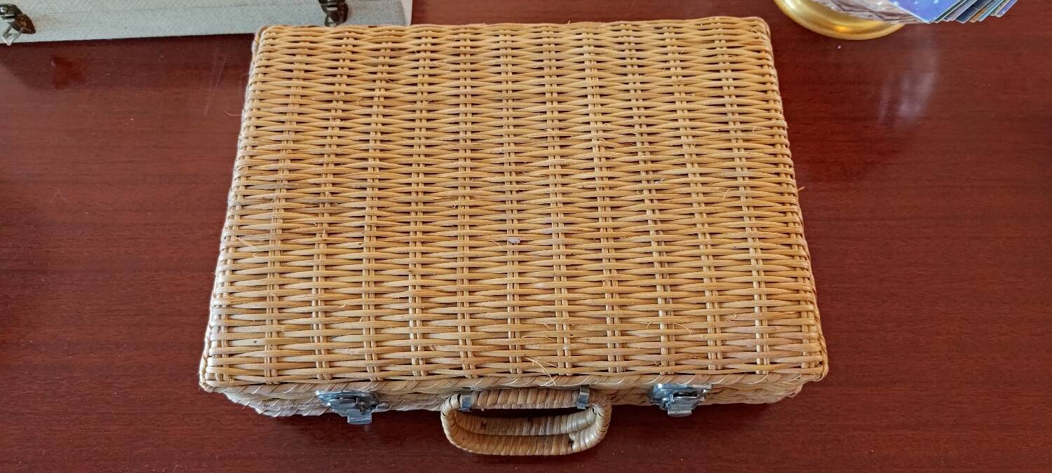 Vintage wicker suitcase