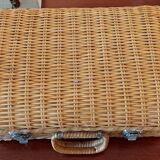 Vintage wicker suitcase