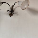 Bronze wall light with 2 lights and 2 granite glass tulips