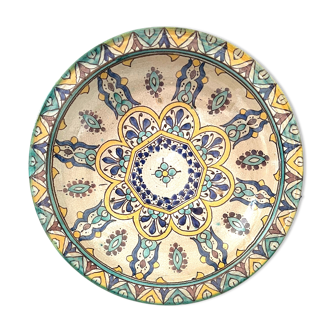Maroc grand plat polychrome à décors rayonnant XVIII début XIX