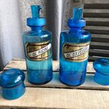 Blue apothecary bottles