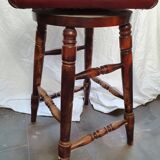 Western style bar stools in oak and red skai