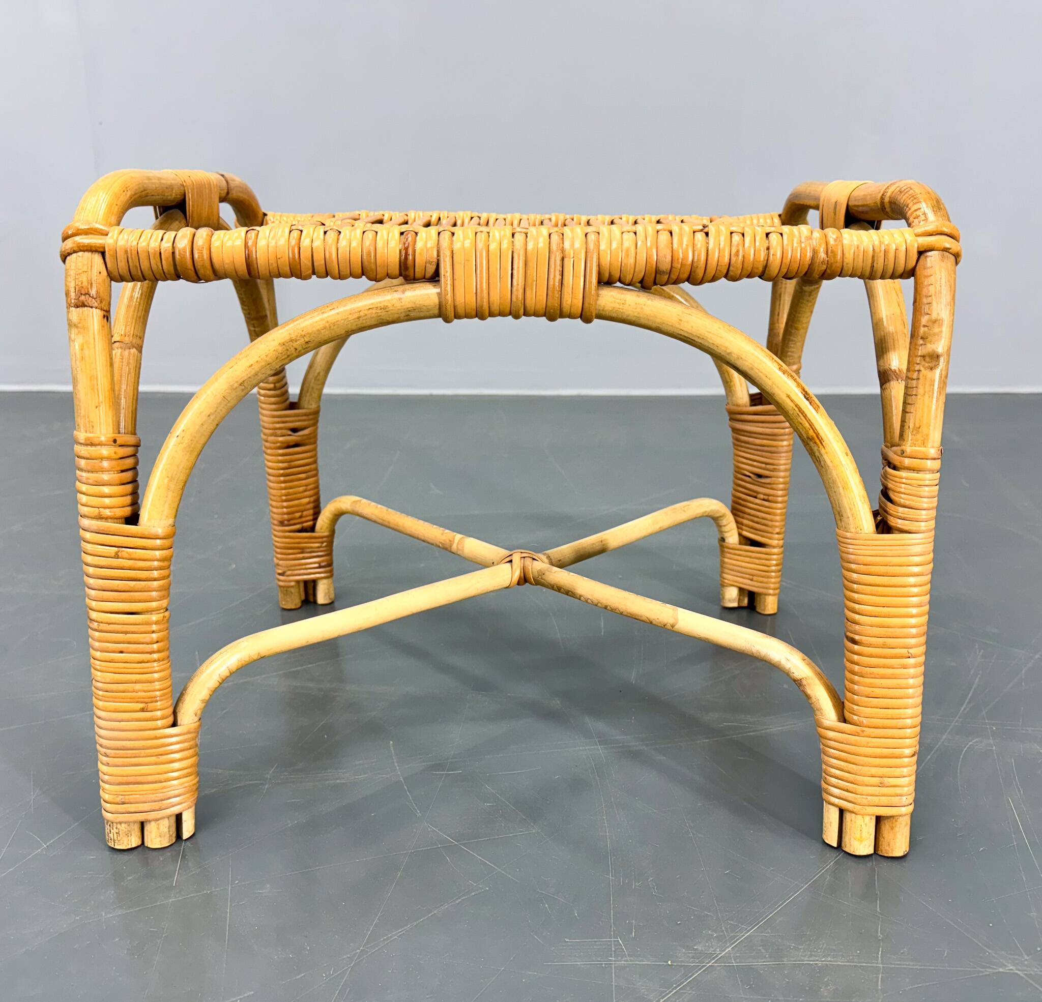 Mid Century Rattan Stool, Czechoslovakia